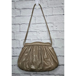 Judith Leiber vintage snakeskin beige shoulder purse designer luxury.